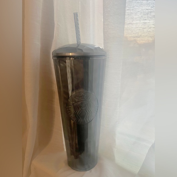 Starbucks 24 oz Venti Black Pearl Faceted Geometric Diamond Cold Cup - Picture 2 of 4